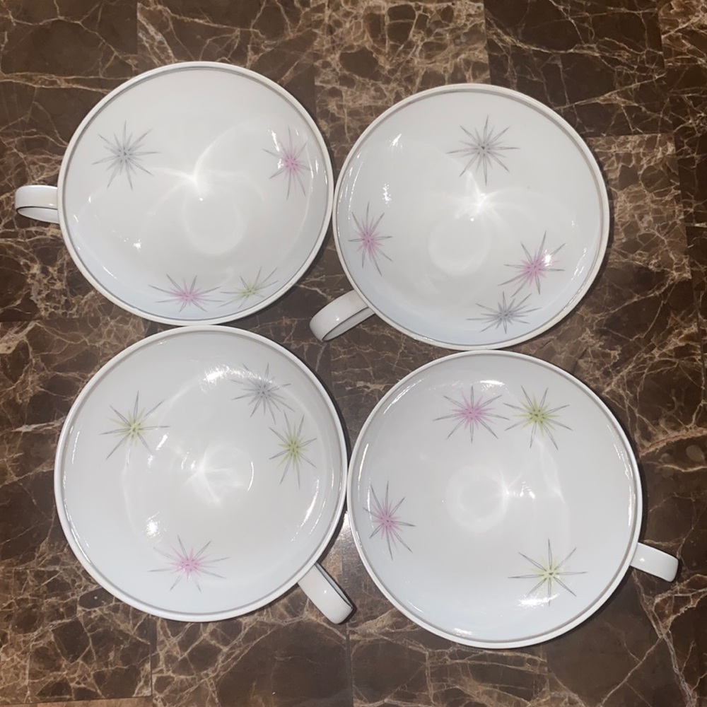 Vintage Cathedral Galaxy Atomic / Starburst / Tea Cups / Set of Four